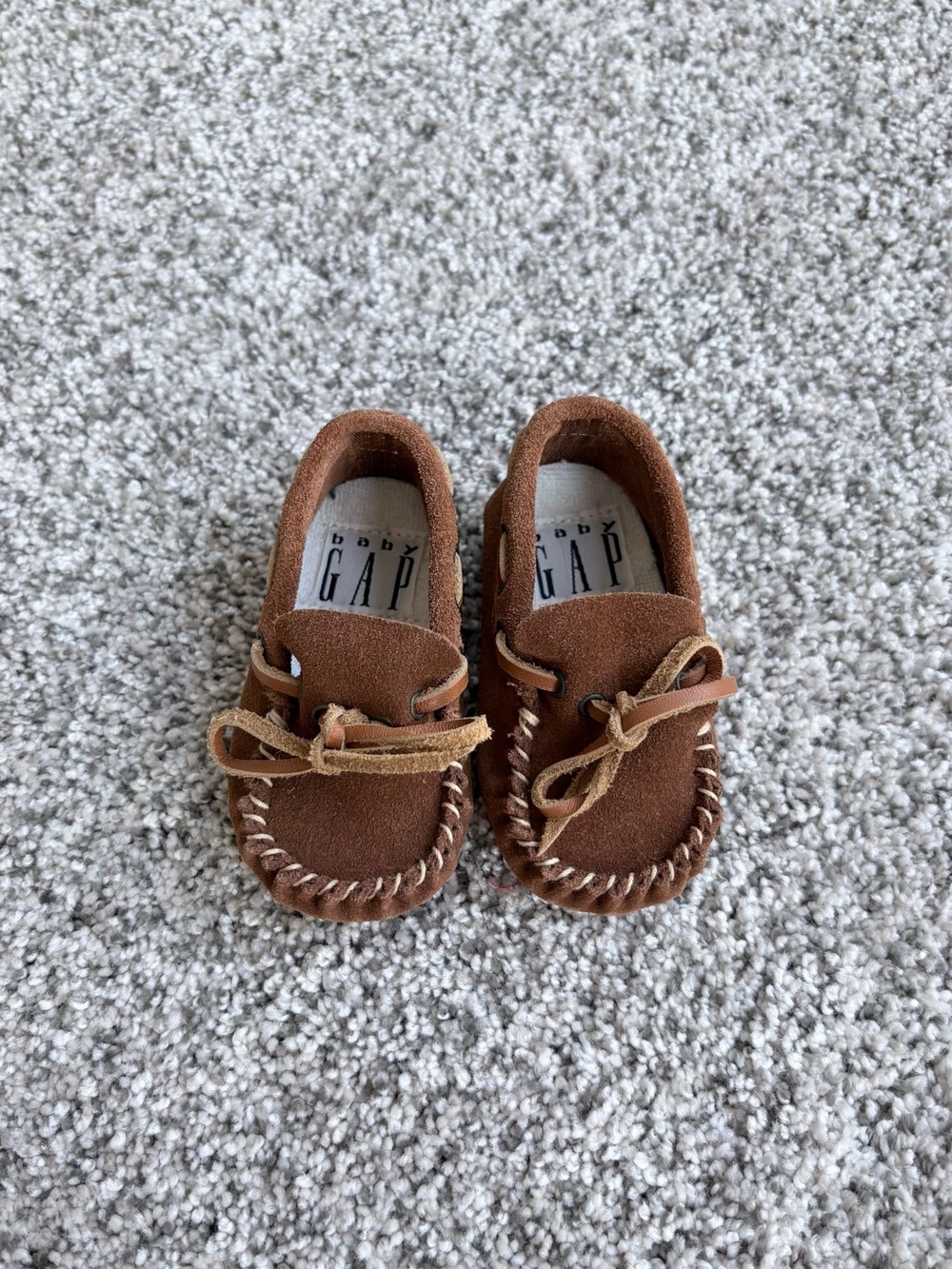 Baby Gap Vintage 1990s Suede Brown Moccasins with Box